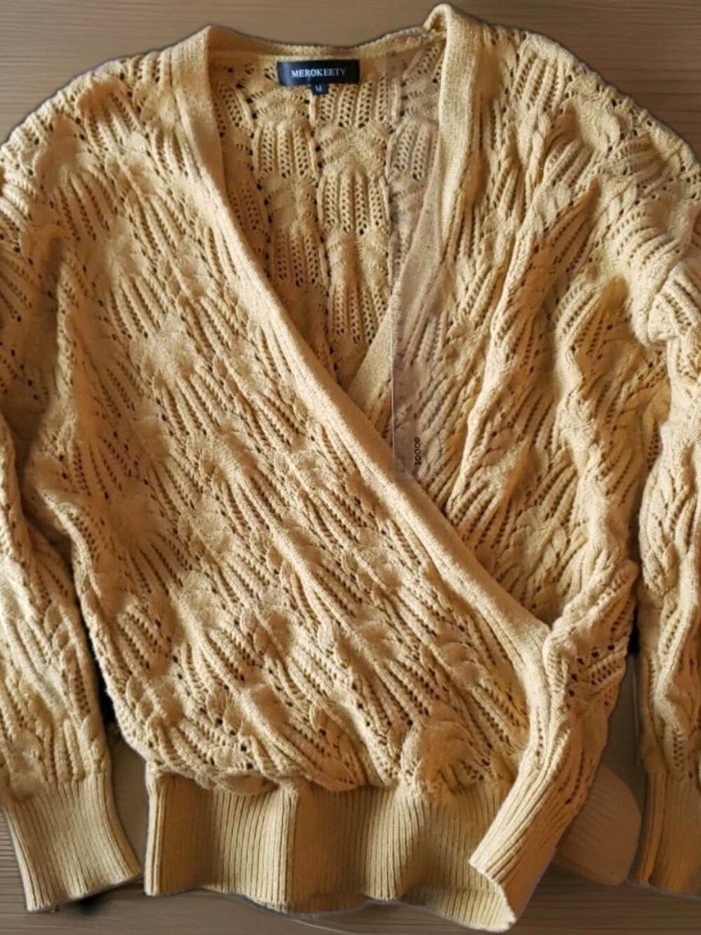 Merokeety Wrap Around Sweater M Merigold Knit Pullover Wrap Long Sleeve V-neck